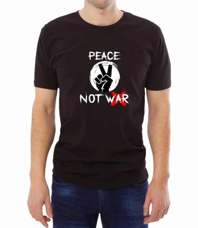 Czarna męska koszulka peace not war