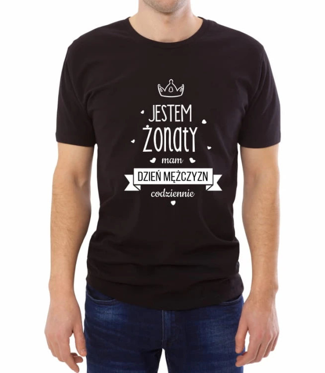Czarna koszulka jestem żonaty