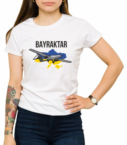 Biała damska koszulka bayraktar