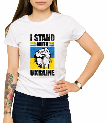 Biała koszulka damska wspieram Ukrainę