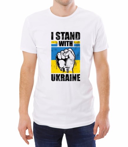 Biała koszulka męska wspieram Ukrainę