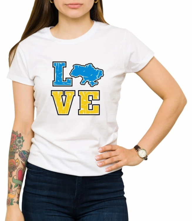 Biała damska koszulka love Ukraine