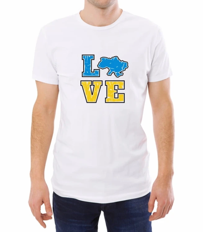 Biała męska koszulka love Ukraine