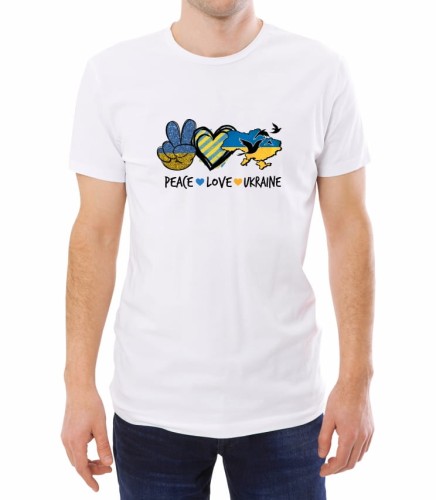 Biała męska koszulka peace love Ukraine