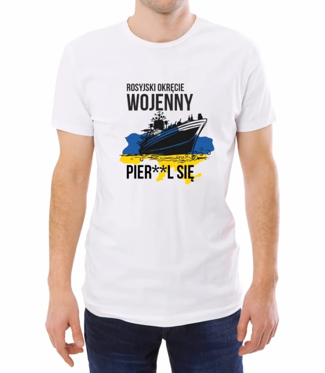 Biała męska koszulka rosyjski okręcie pier... się