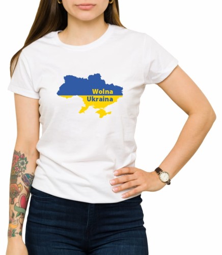 Biała damska koszulka wolna Ukraina