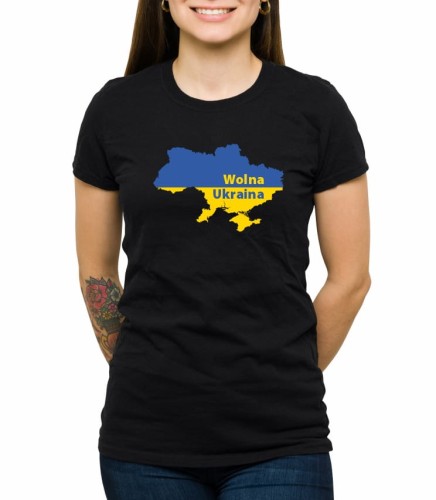 Czarna damska koszulka wolna Ukraina