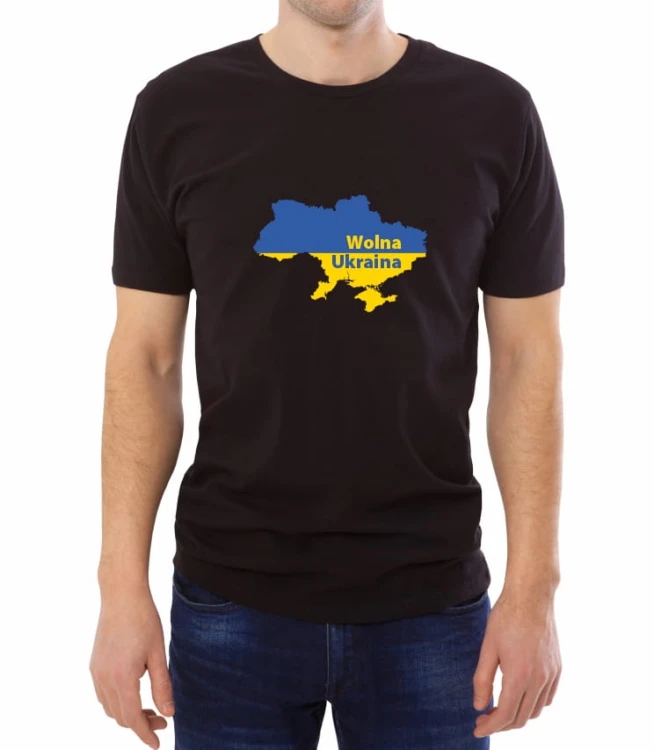 Czarna męska koszulka wolna Ukraina