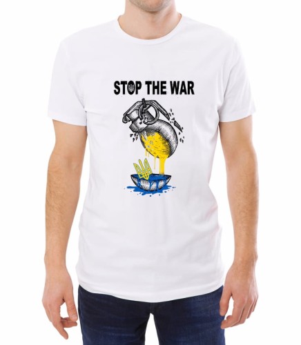 Biała męska koszulka stop the war 01