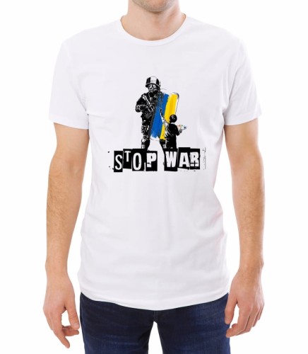 Biała męska koszulka stop the war 05