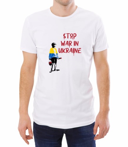 Biała męska koszulka stop the war 06