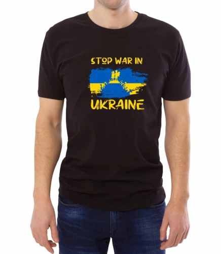 Czarna męska koszulka stop the war 07