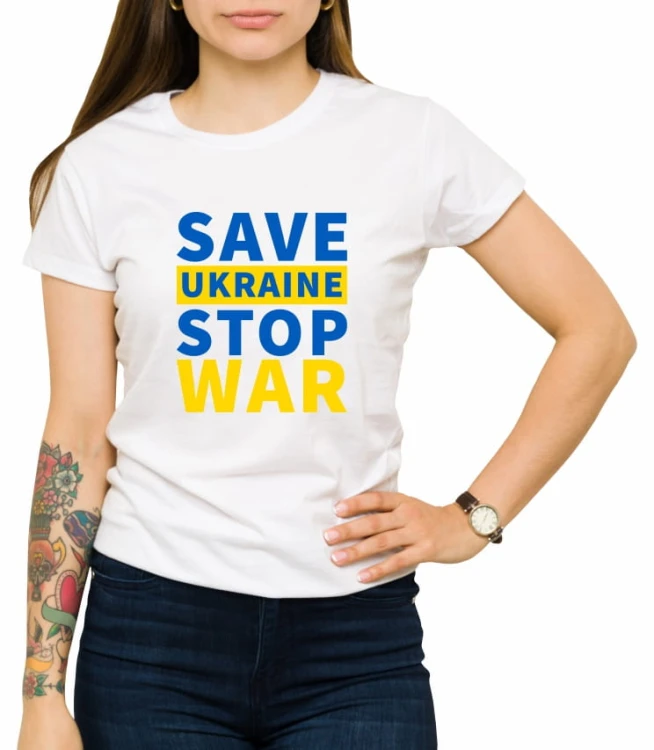Biała damska koszulka stop the war 10