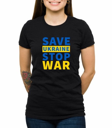 Czarna damska koszulka stop the war 10