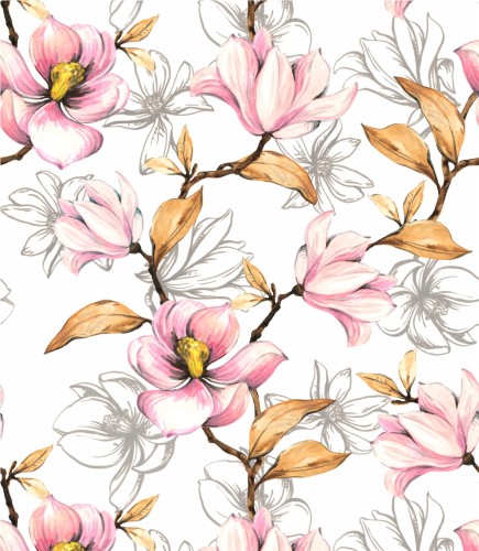 Tapeta magnolia malowana akwarelą