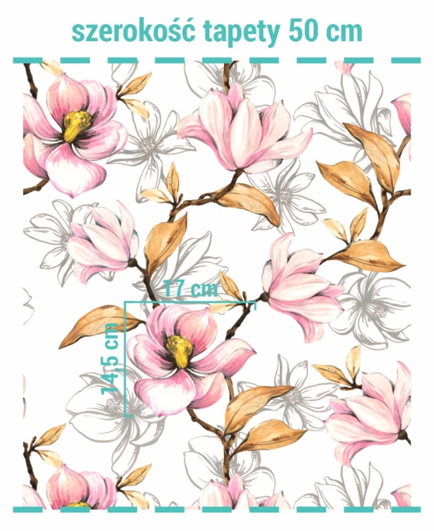 Wielkość wzoru na tapecie w magnolie