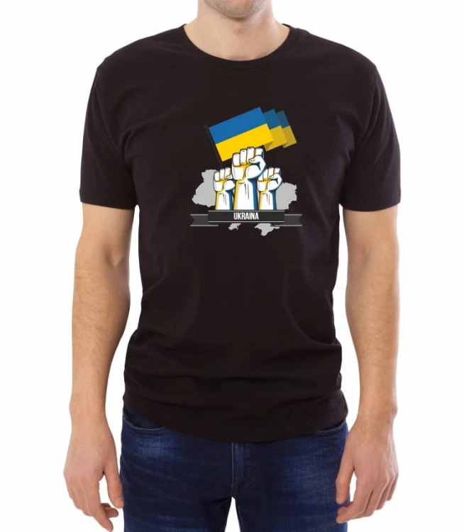 Czarna męska koszulka wspieramy Ukrainę