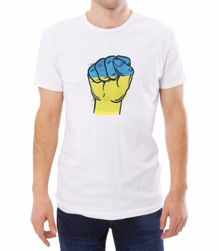 Biała męska koszulka wspieramy Ukrainę 02