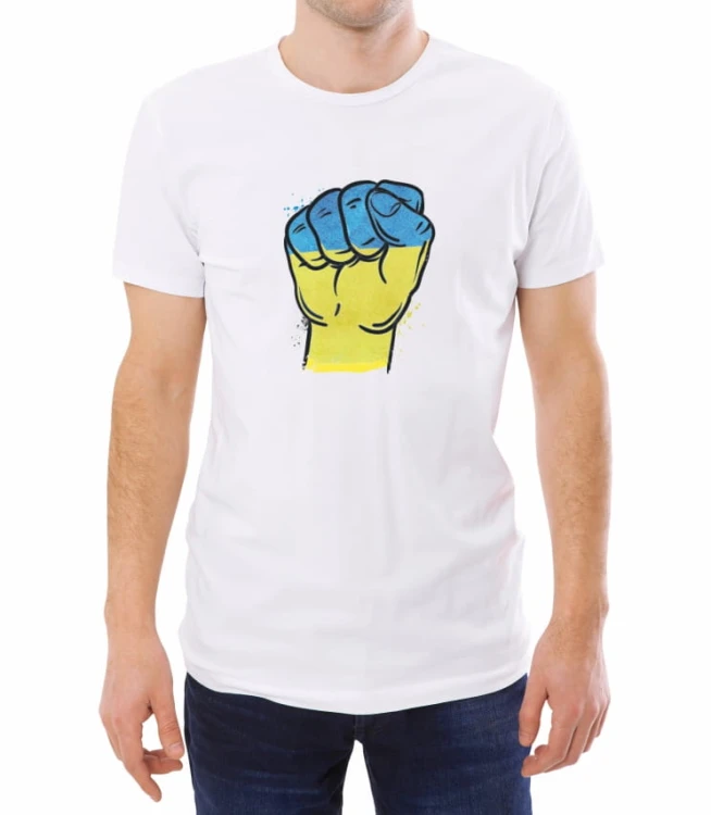 Biała męska koszulka wspieramy Ukrainę 02