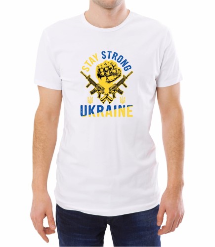 Biała męska koszulka stay strong Ukraine