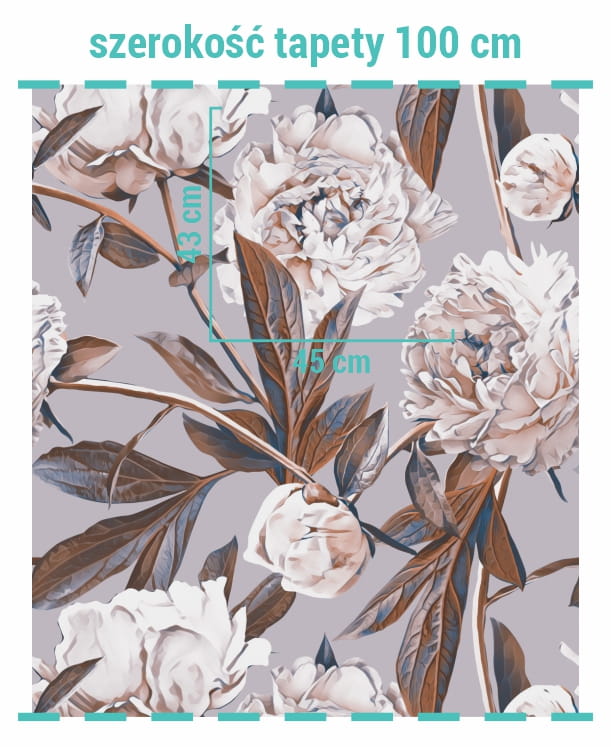 Wielkość wzoru na tapecie vintage peonies