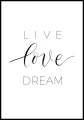 Plakat live love dream z marginesem