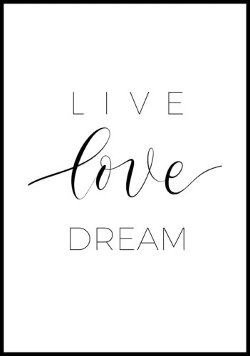 Plakat live love dream z marginesem