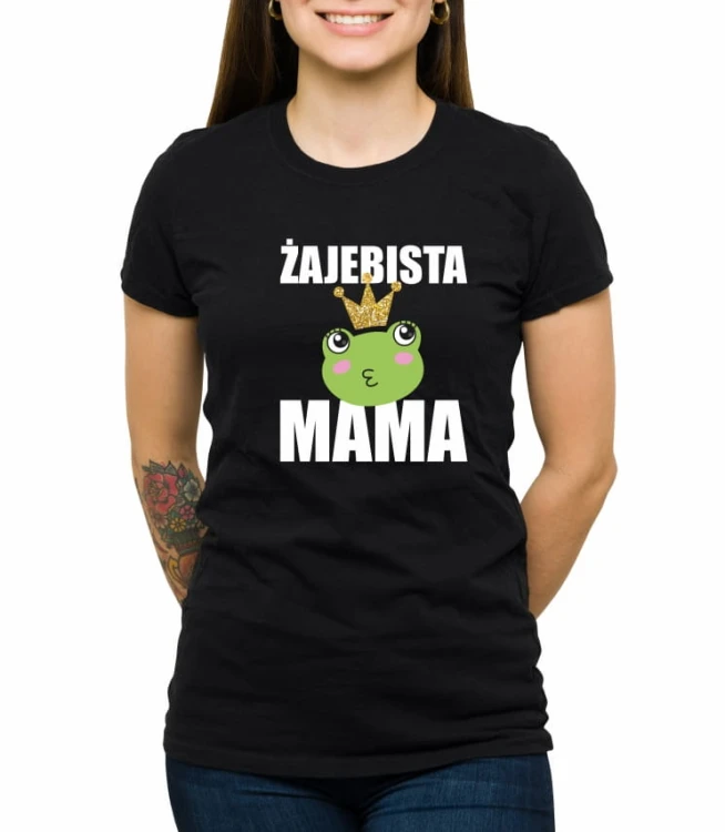 Czarna damska koszulka żajebista mama