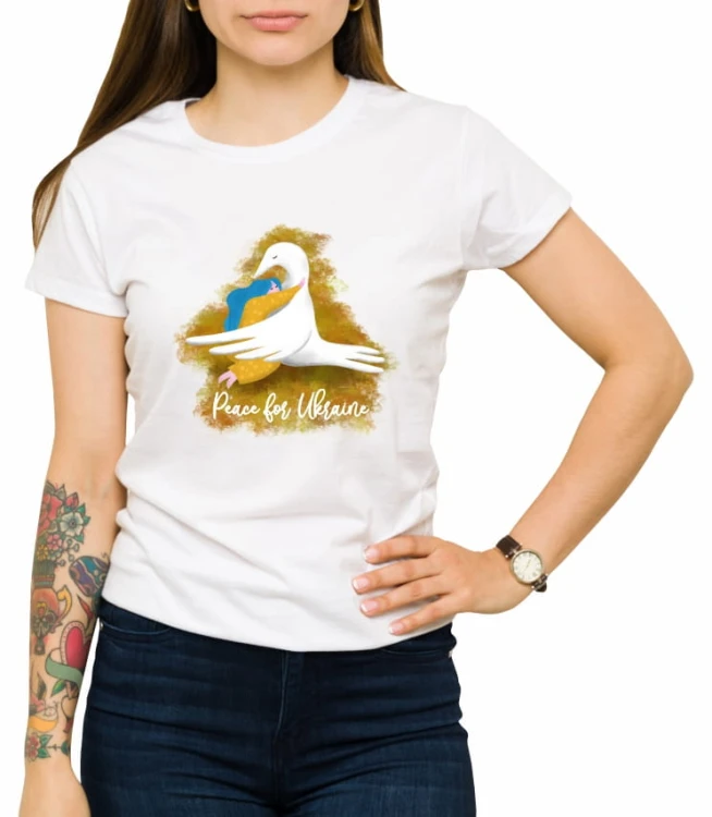 Biała koszulka damska peace for Ukraine