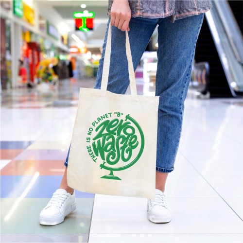 Torba bawełniana z napisem zero waste there is no planet B
