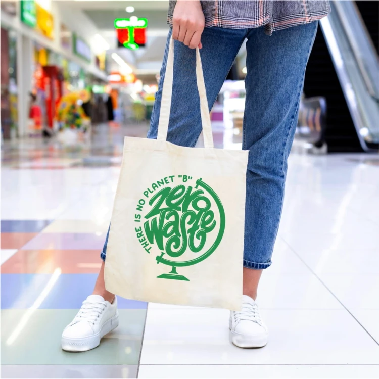 Torba bawełniana z napisem zero waste there is no planet B