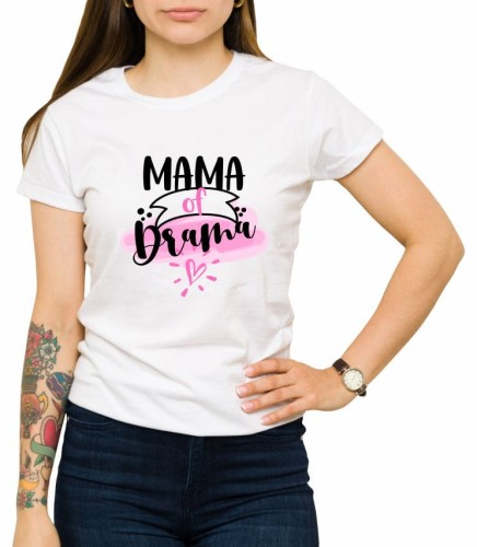 Biała damska koszulka mama of drama