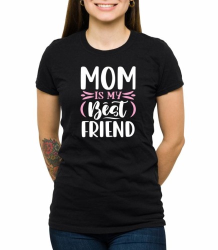 Czarna damska koszulka mom is my best friend
