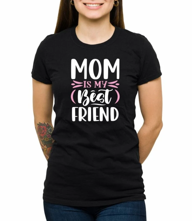 Czarna damska koszulka mom is my best friend