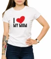 Biała damska koszulka I love my mom 02