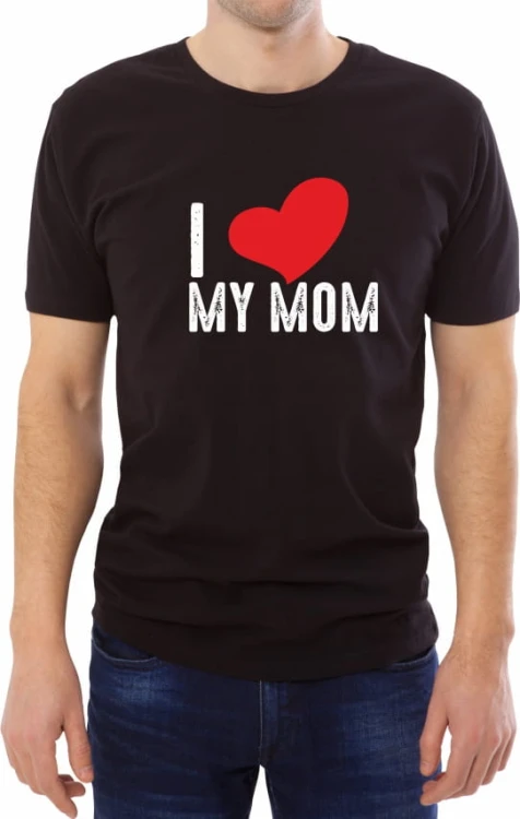 Czarna męska koszulka I love my mom 02