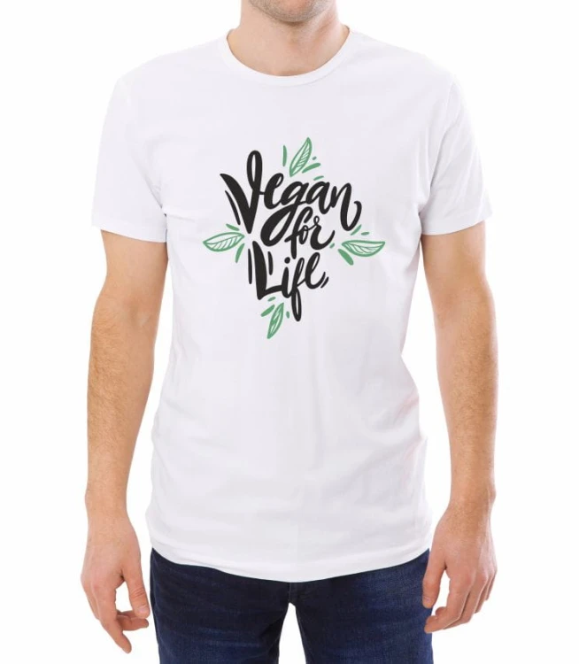 Biała męska koszulka vegan for life