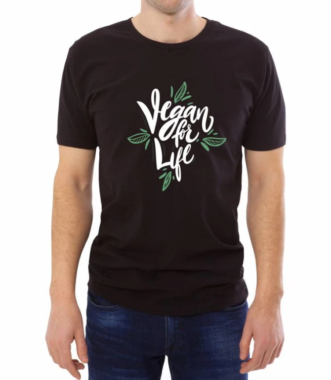 Czarna męska koszulka vegan for life