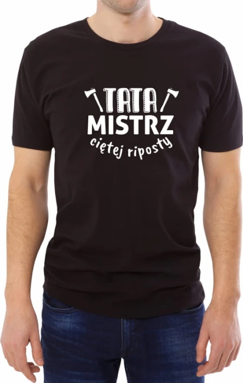 Czarna koszulka tata mistrz riposty