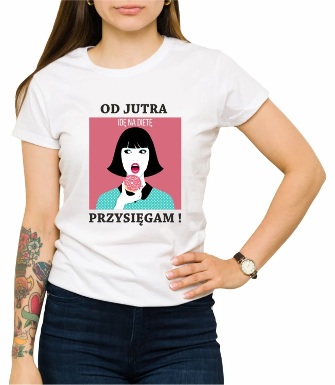 Biała koszulka idę na dietę
