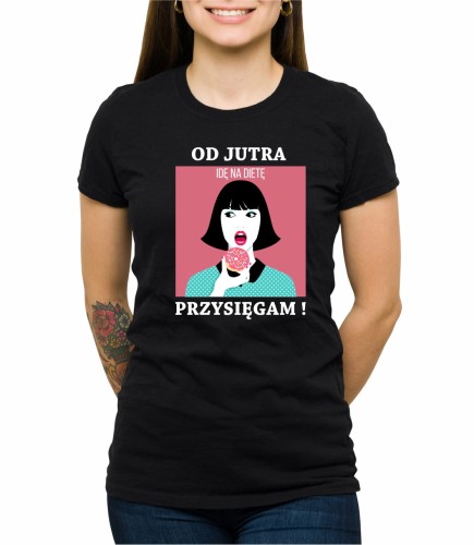 Czarna koszulka idę na dietę