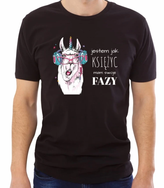 Czarna męska koszulka jestem jak księżyc