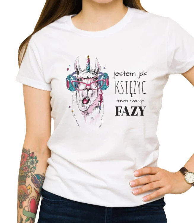 Biała damska koszulka jestem jak księżyc
