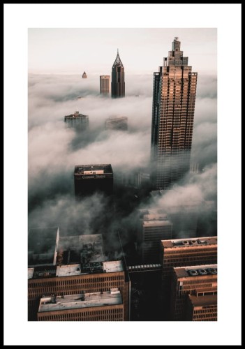 Plakat ponad niebem z białym marginesem dookoła