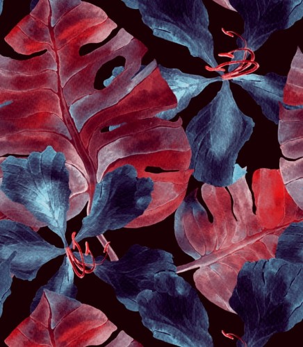 Tapeta hibiskus i monstera