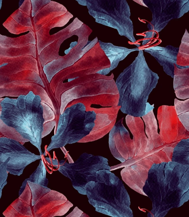 Tapeta hibiskus i monstera