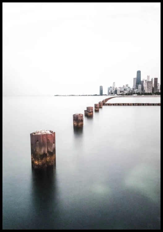 Przepiękne zdjęcie jeziora Michigan z miejską zabudową w tle