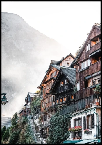 Zdjęcie domków w austriackiej gminie Hallstatt