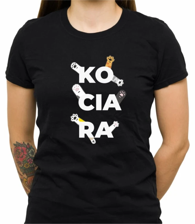 Czarna koszulka kociara