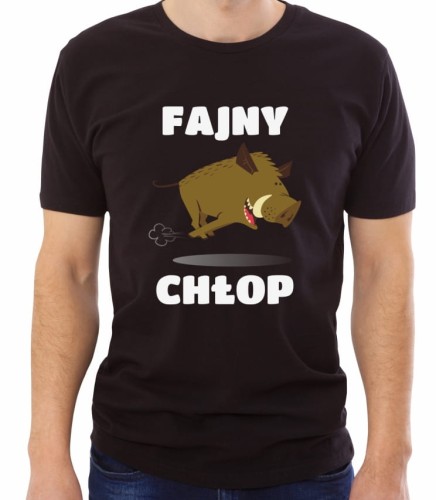 Czarna koszulka fajny chłop